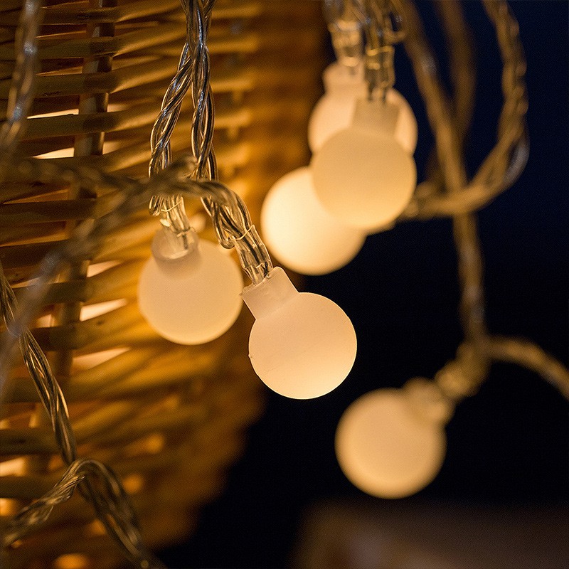 Đèn led trang trí phòng ngủ CHERRY BALL TẶNG ĐÈN NGỦ  2 chế độ nhấp nháy màu vàng ấm xinh xắn