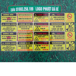 tem xe logo cảnh báo combo 16 logo