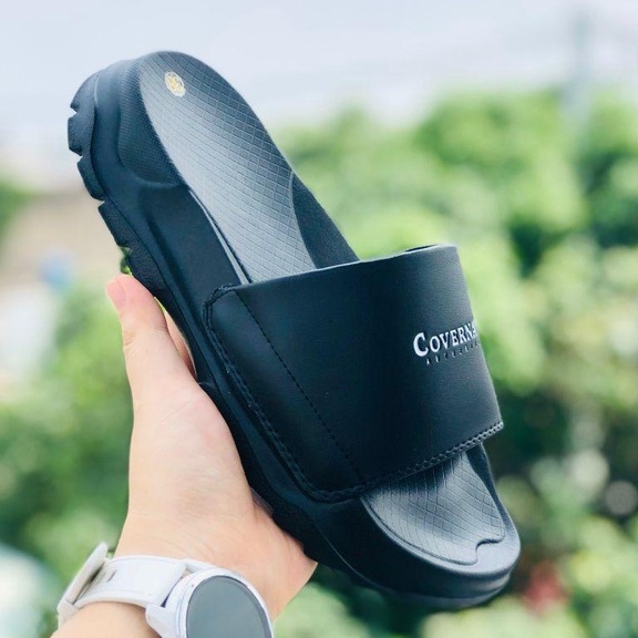 Dép 𝐂𝐎𝐕𝐄𝐑𝐍𝐀𝐓 ❤️FREESHIP + HỘP❤️ dép thể thao quai ngang nam nữ Covernat đế độn 4cm có tem mác, bao bì màu đen
