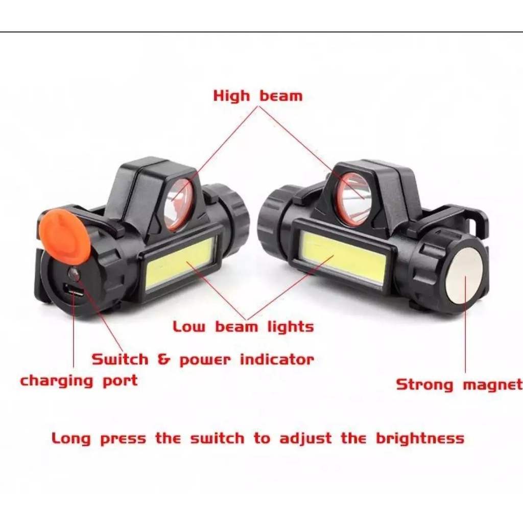 [FREESHIP] Đèn Pin Sạc Đội Đầu Coba 2in1 Cree XPE B6 Kết Hợp Led COB Chống Nước Đi Mưa