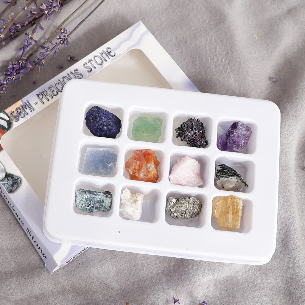 Bộ sưu tập đá gồm 12 mẫu đá và khoáng sản giáo dục tiện dụng cho trẻ