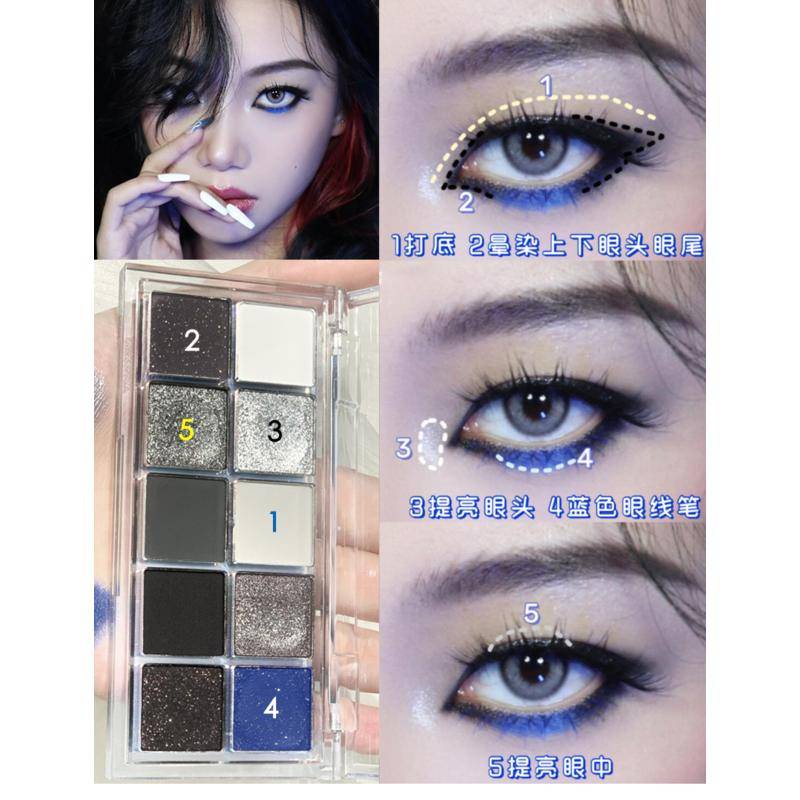 Bảng Phấn Mắt 10 Màu Lì Lấp Lánh Trang Điểm Đa Năng