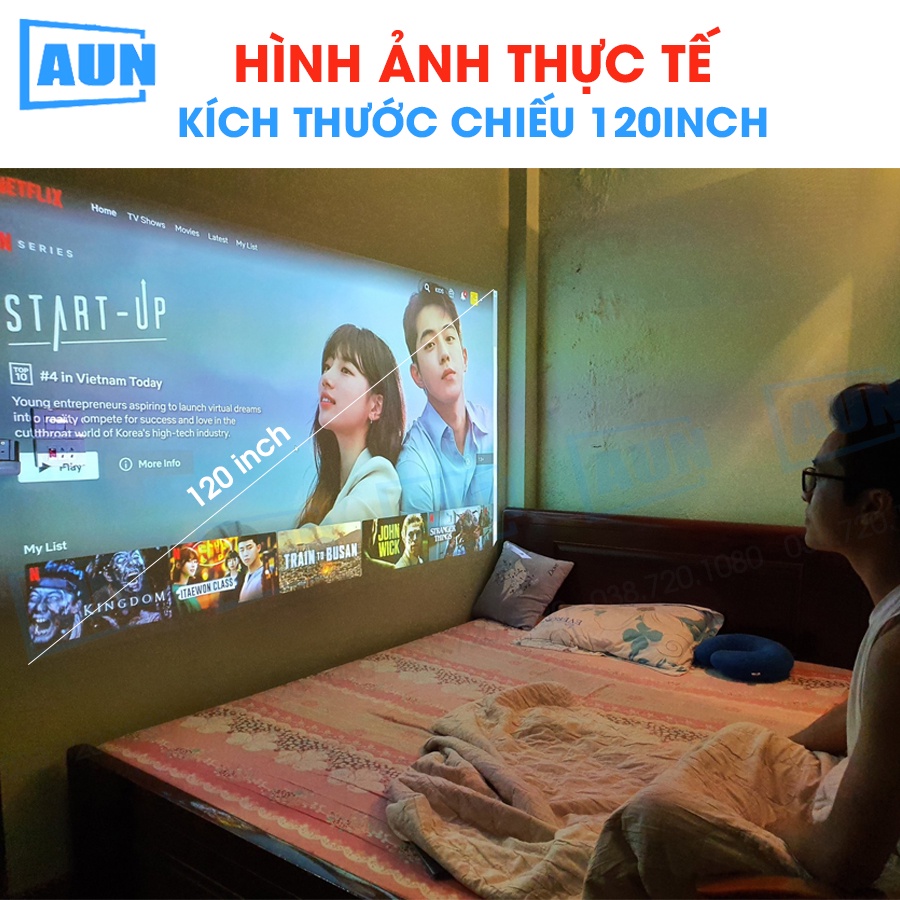 [TẶNG MÀN CHIẾU VÀ TÚI] Máy chiếu mini AUN C90PRO 2022 - Độ phân giải thực chuẩn HD - Độ sáng cao - Bảo hành 12 tháng