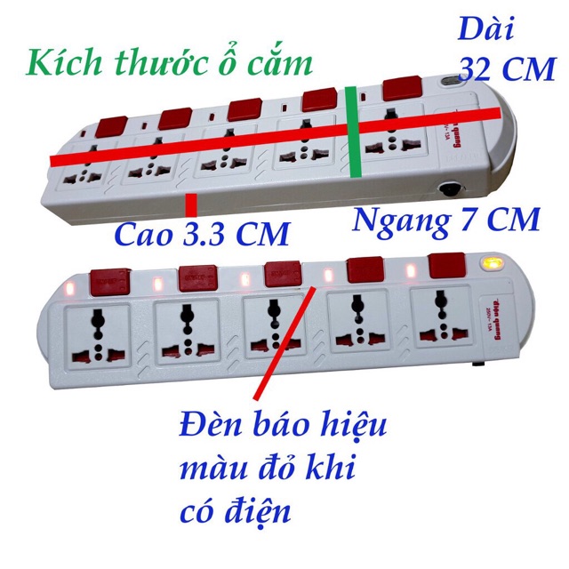 Ổ cắm điện Điện Quang 5 lỗ 3 chấu