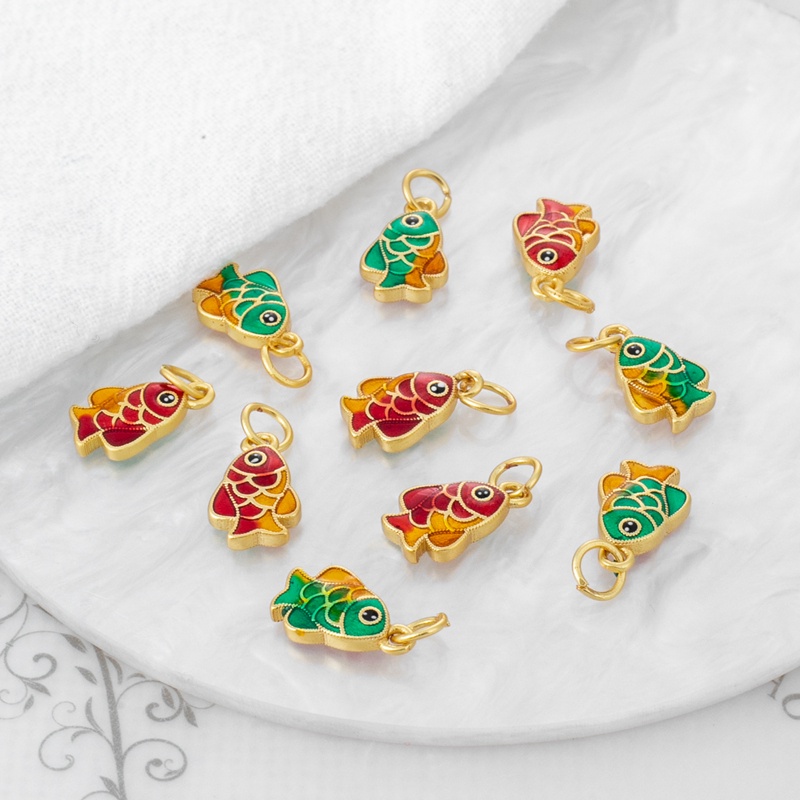 Mặt Dây Chuyền/ Khuyên Tai/ Vòng Tay/ Dây Chuyền Hình Cá Màu Nhám 18k diy