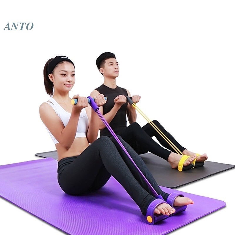 Dây kéo đàn hồi 4 ống tập Gym tại nhà giúp kéo lưng, tập cơ bụng tốt nhất D004