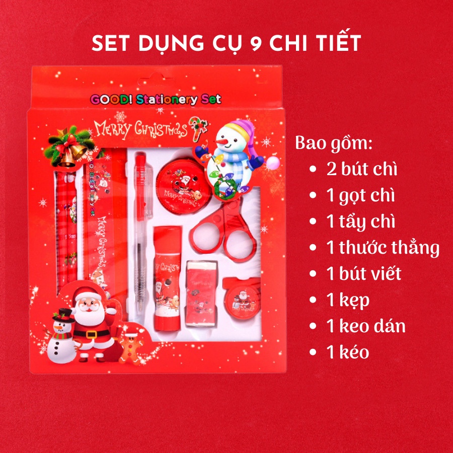 Set Dụng Cụ Học Tập Quà Tặng Giáng Sinh Cho Bé ❤️ FREESHIP❤️ Set 9 Món Dụng Cụ Học Tập ❤️ Momomart