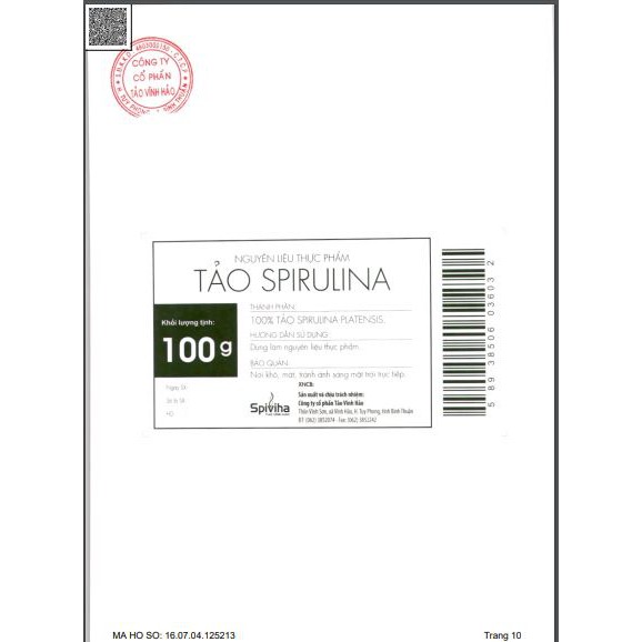 Tảo spirulina 500g dạng bột Việt nam