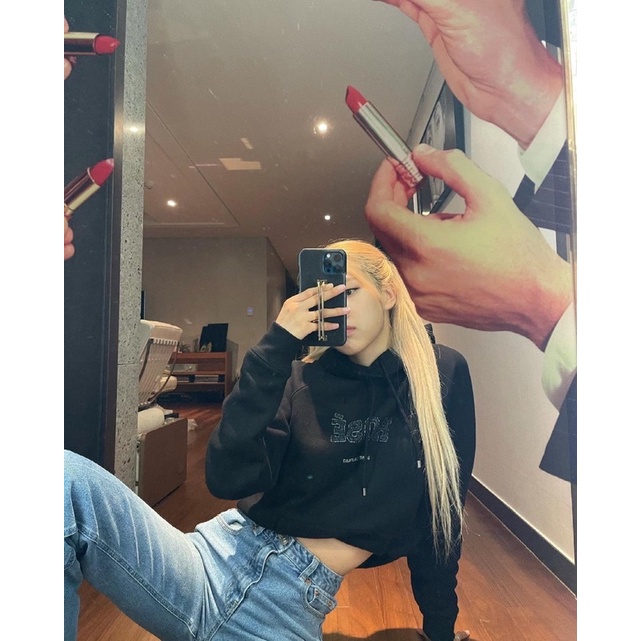 Áo hoodie in chữ Rosé Blackpink