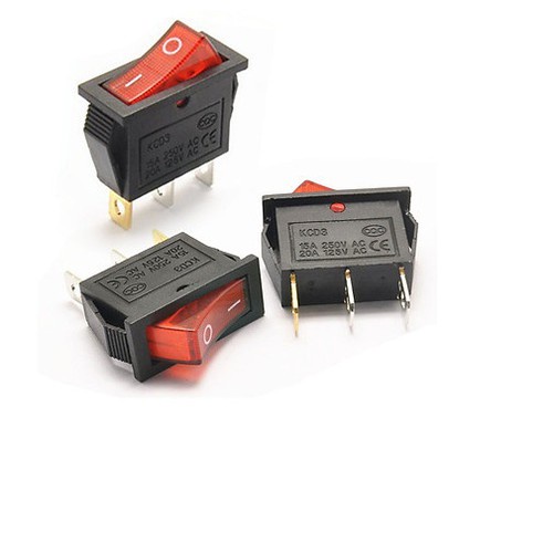 Công Tắc Bập Bênh KCD3-101 16A/250V Dùng Trong Ổ Điện - Có Đèn