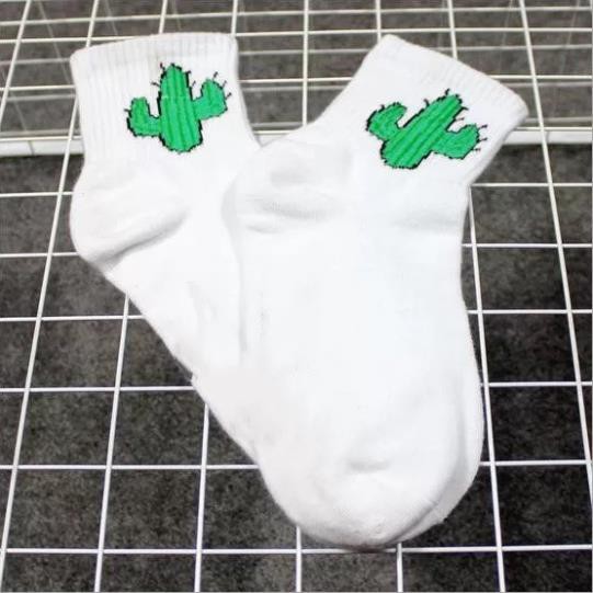 Tất cổ cao Màu trơn In hình hoạt hình Dễ thương Cute Tất gân cao cổ trơn Chất Cotton