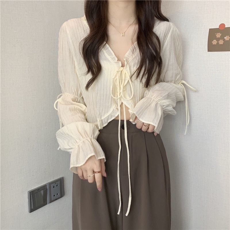 Áo Cardigan Viền Lá Sen Mềm Mại Chống Nắng Phong Cách Nhật Bản Dễ Thương Dành Cho Nữ