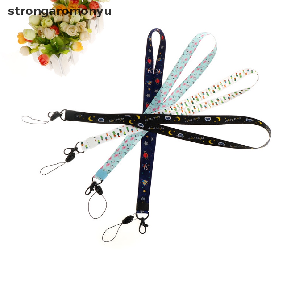 【YU】 long cactus flamingo detachable mobile phone card neck hanging lanyard straps rope band .