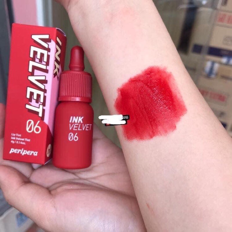 { CHÍNH HÃNG} Son kem lì Peripera Ink Velvet Tint 2019 màu 06 Prudy Red – Đỏ tươi