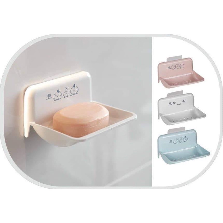 Khay Nhựa đựng Xà Phòng Hình Mặt Cười Dán Tường Tiện Dụng - decor phòng tắm