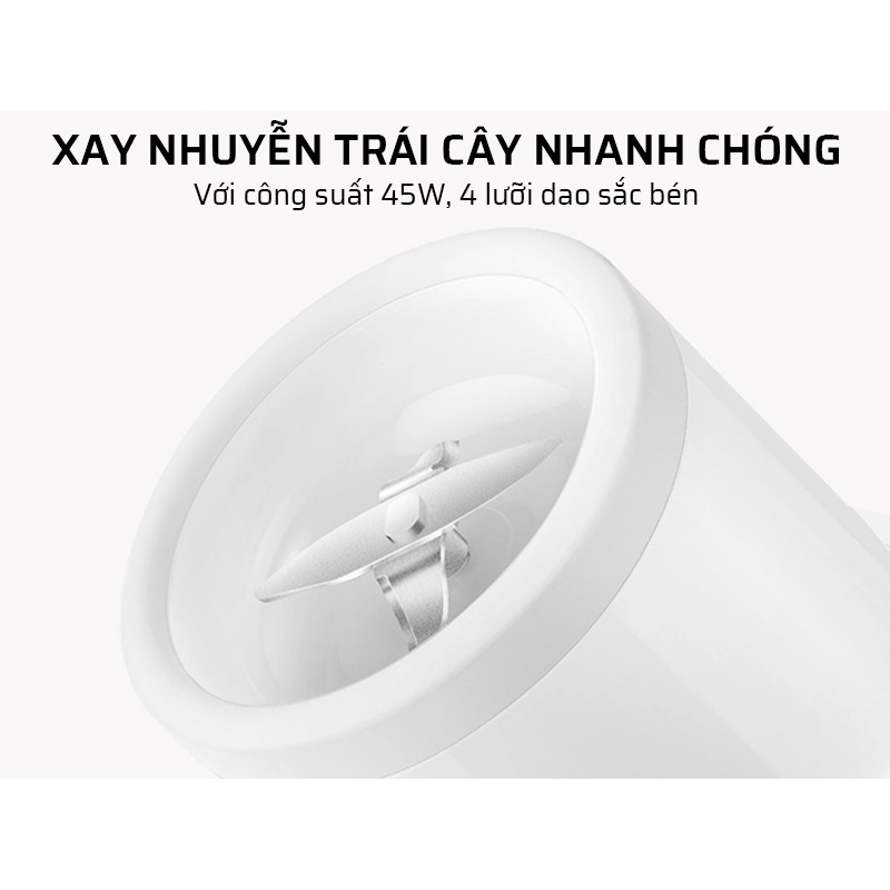 Máy xay sinh tố cầm tay Xiaomi Mijia 300ml, xay sinh tố, ép trái cây, mang đi tiện lợi, pin sạc