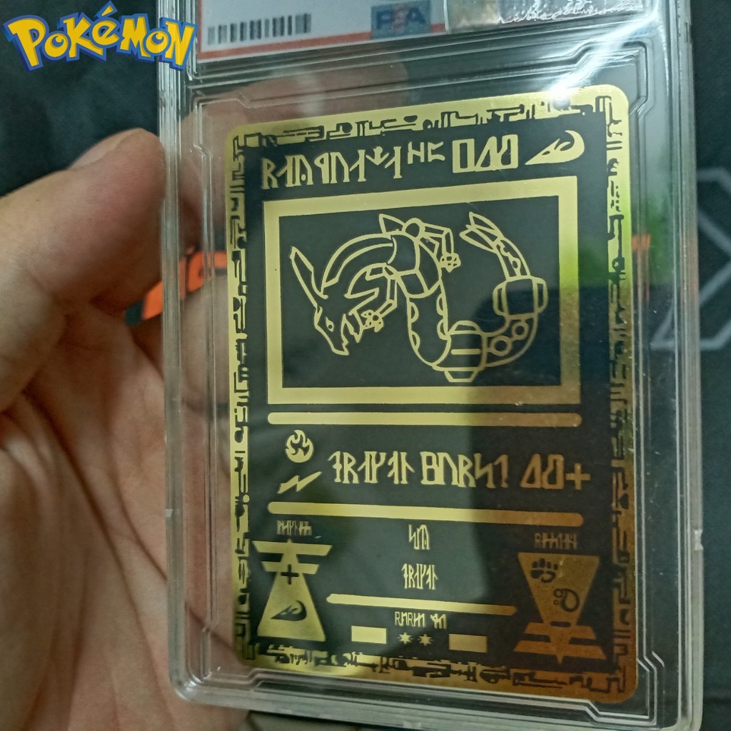 Thẻ Pokemon kim loại cổ đại Rayquaza rồng trúc truyền thuyết hợp kim mạ vàng 1459 d9 2