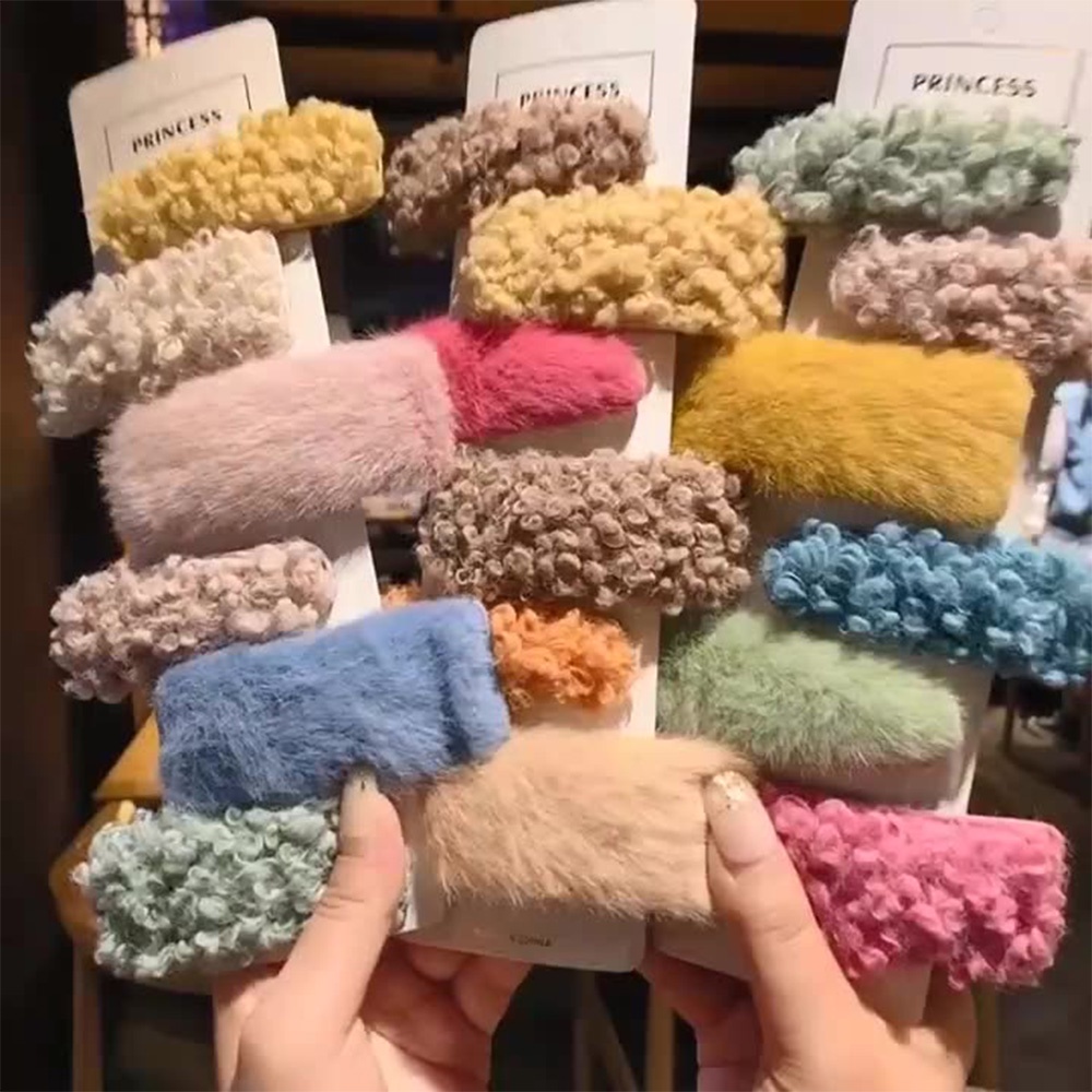 Kẹp Tóc Mái Bằng Vải Nhung Phong Cách Hàn Quốc Màu Sắc Ngọt Ngào Cho Nữ