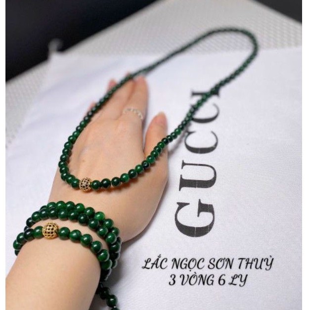 Vòng Tay SƠN THỦY Màu Xanh 6mm Quấn Ba Vòng