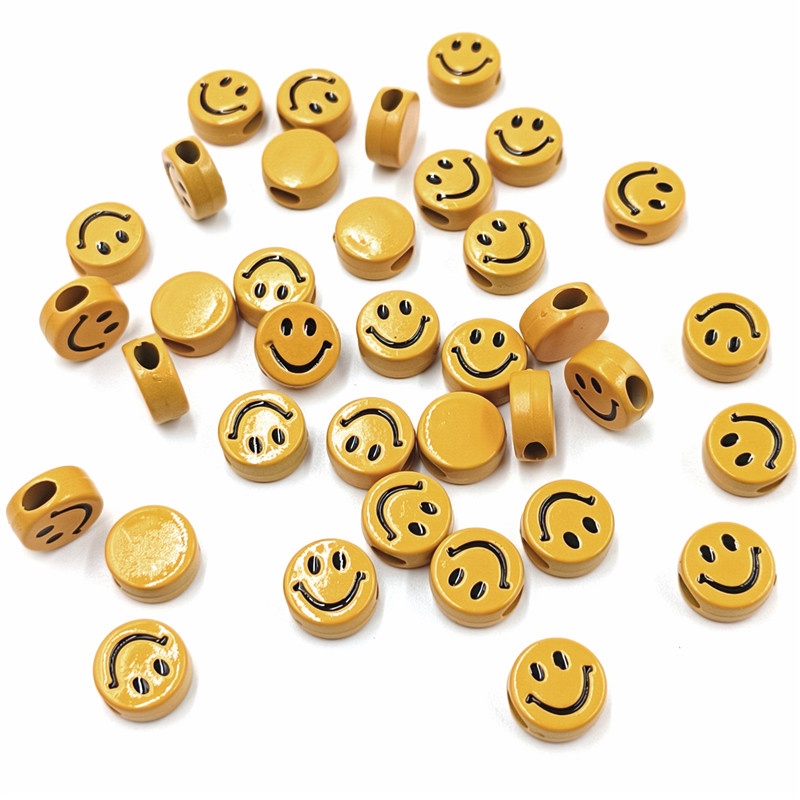 Bộ 10 Hạt Nhựa Acrylic Hình Oval Mặt Cười Dùng Làm Trang Sức DIY