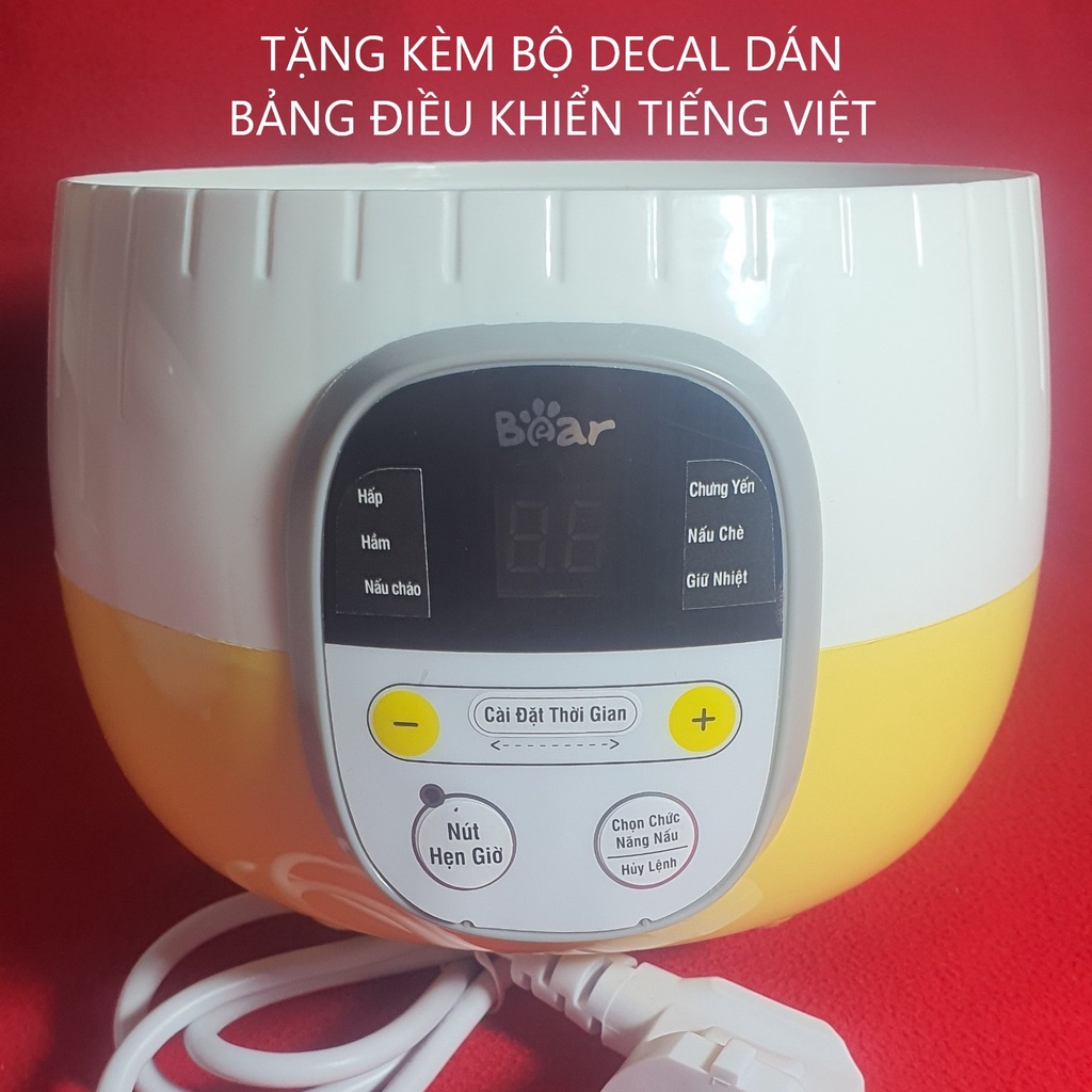 Nồi Nấu Cháo Chậm, Nồi Ninh Hầm Đa Năng BEAR Model SUBE001 - 0,8L Bản QT BH 18T (TẶNG BẢNG ĐK TIẾNG VIỆT)