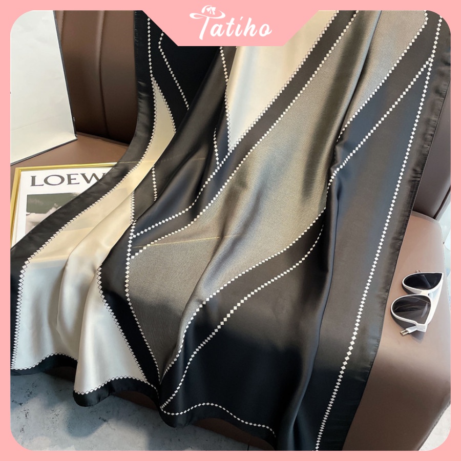 [Hàng Xịn, Giá Tốt] Khăn Choàng Quàng Cổ Lụa Cao Cấp Hình Học Sang Trọng - Chất Liệu Silk - 90x180cm - Mã KS013