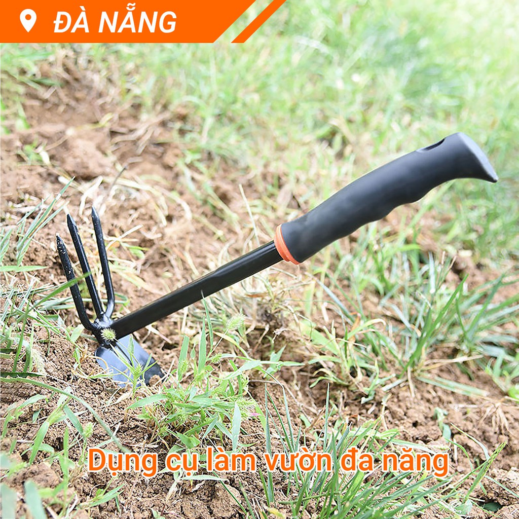 Cuốc cào sới đất 2 đầu mini cán cao su 28cm