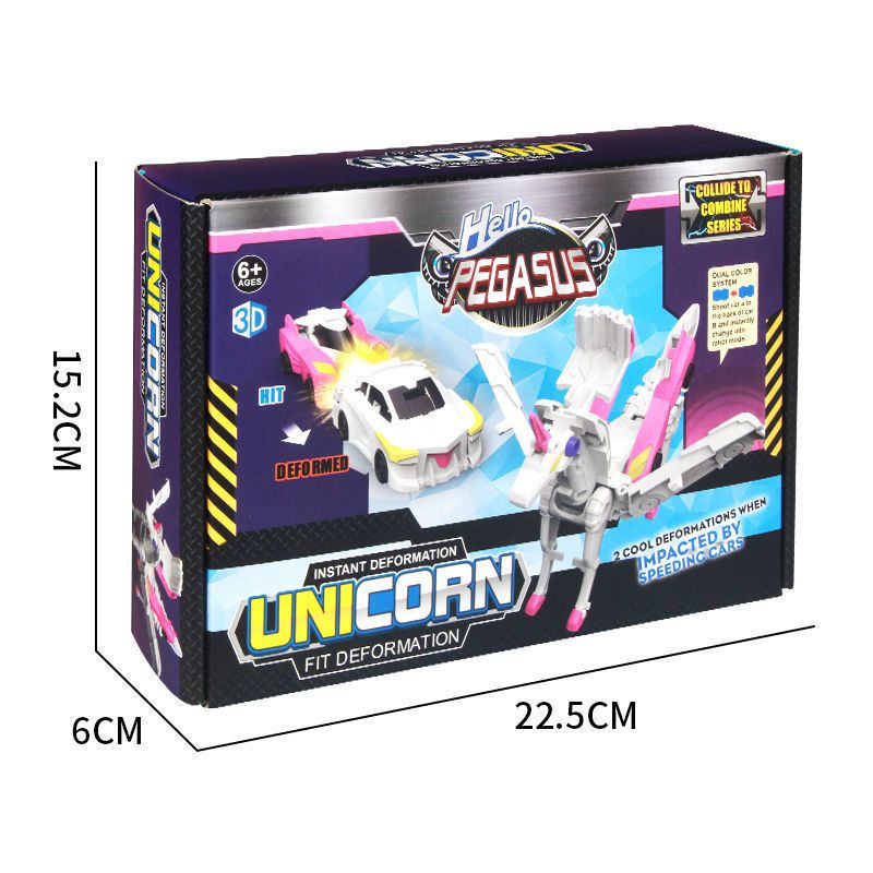 Ô tô biến hình robot, bộ 2 ô tô biến kỳ lân hình robot ngựa siêu toy gift thích hợp cho cả bé trai và bé gái