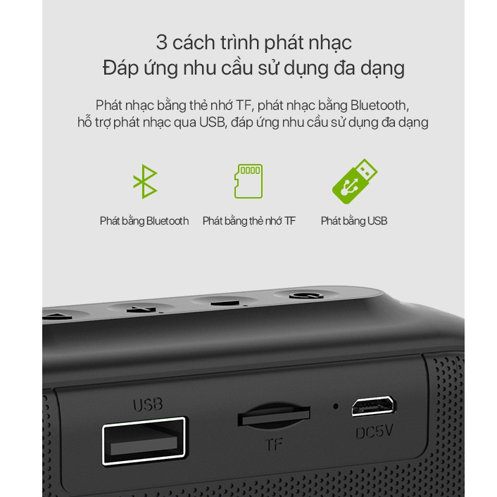 Loa Bluetooth Mini 5.0 ROBOT RB100 Hỗ Trợ Thẻ Nhớ Micro SD & USB - Pin 1200mAh Playtime 10H - Bảo hành 12 tháng