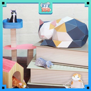 Mô hình giấy động vật Polygon Cat