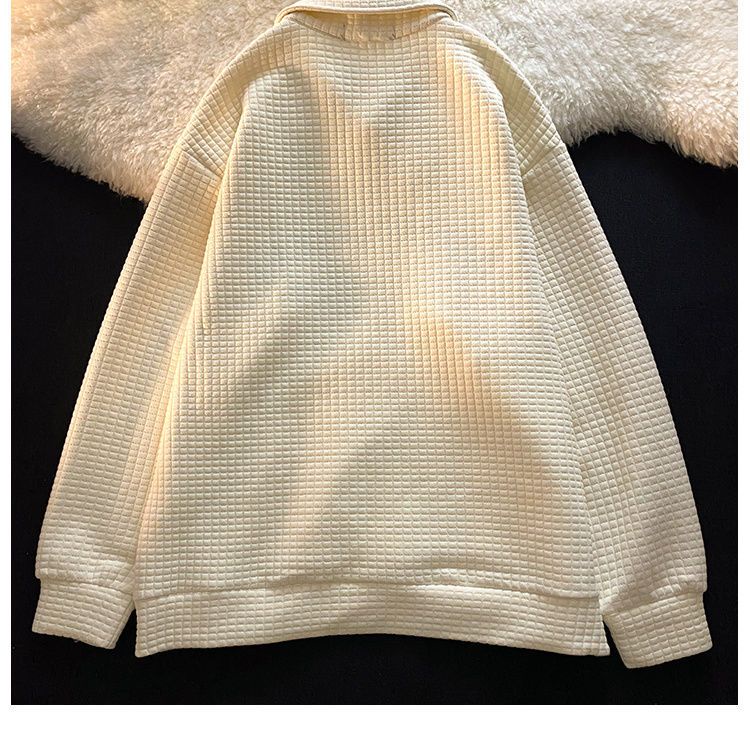 Áo Sweater Polo Mỏng Dáng Rộng Màu Vàng Sữa Cao Cấp Phong Cách Hàn Quốc Cho Nữ