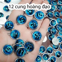 Sỉ 1 set 12 mặt hình cung hoàng đạo ép thủy tinh
