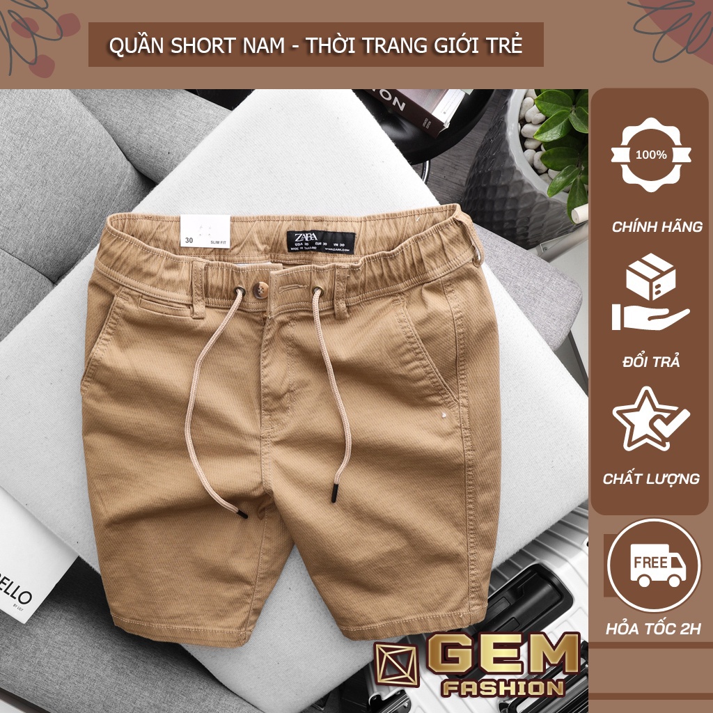 Quần short nam, quần đùi nam, mặc hằng ngày màu vàng bò vân sọc chuẩn form