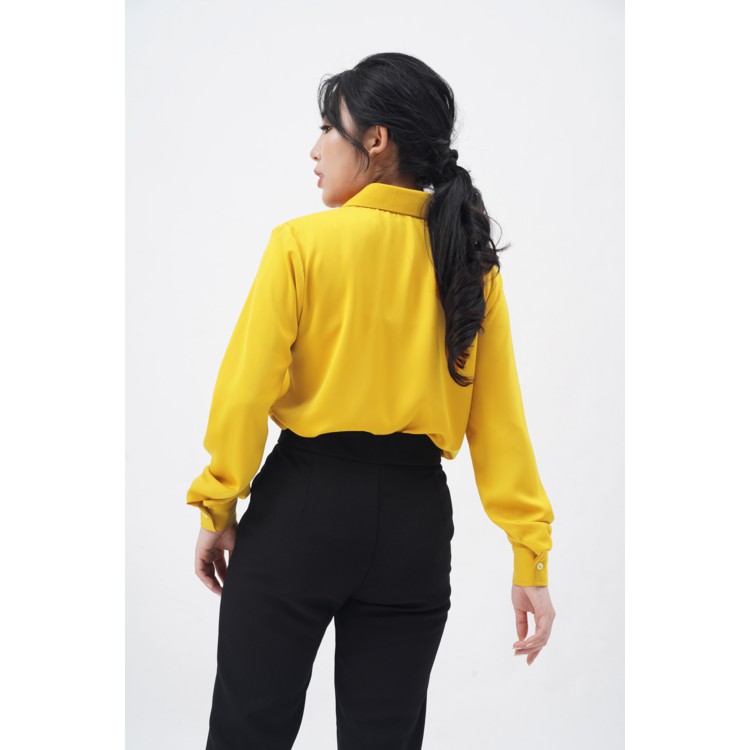 Áo sơ mi nữ công sở cơ bản vàng cổ đức lộ cúc - vàng sáng Jill Harriet