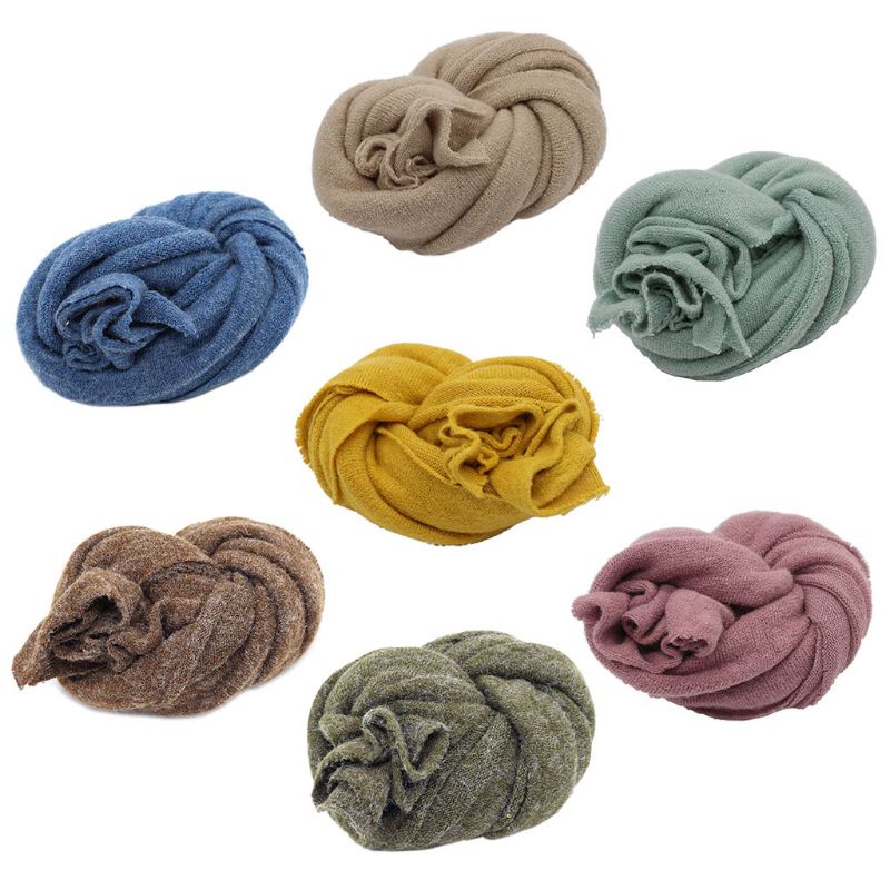 Khăn Quấn Co Giãn Mềm Mại Màu Trơn Làm Phụ Kiện Chụp Ảnh Cho Bé Sơ Sinh