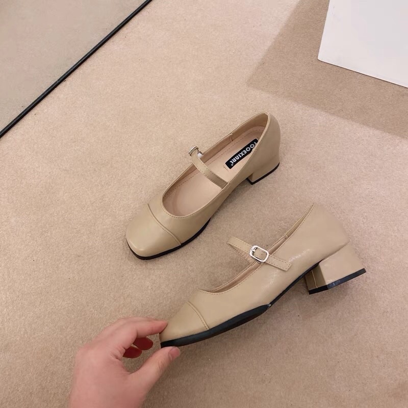 Giày Marry Jane mũi tròn da bóng