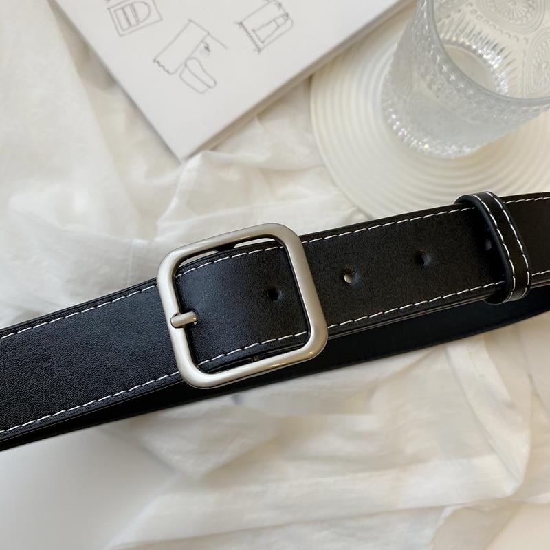 Thắt Lưng Khóa Vuông Màu Đen / Bạc Đơn Giản Phong Cách hip hop Hàn Quốc Thời Trang