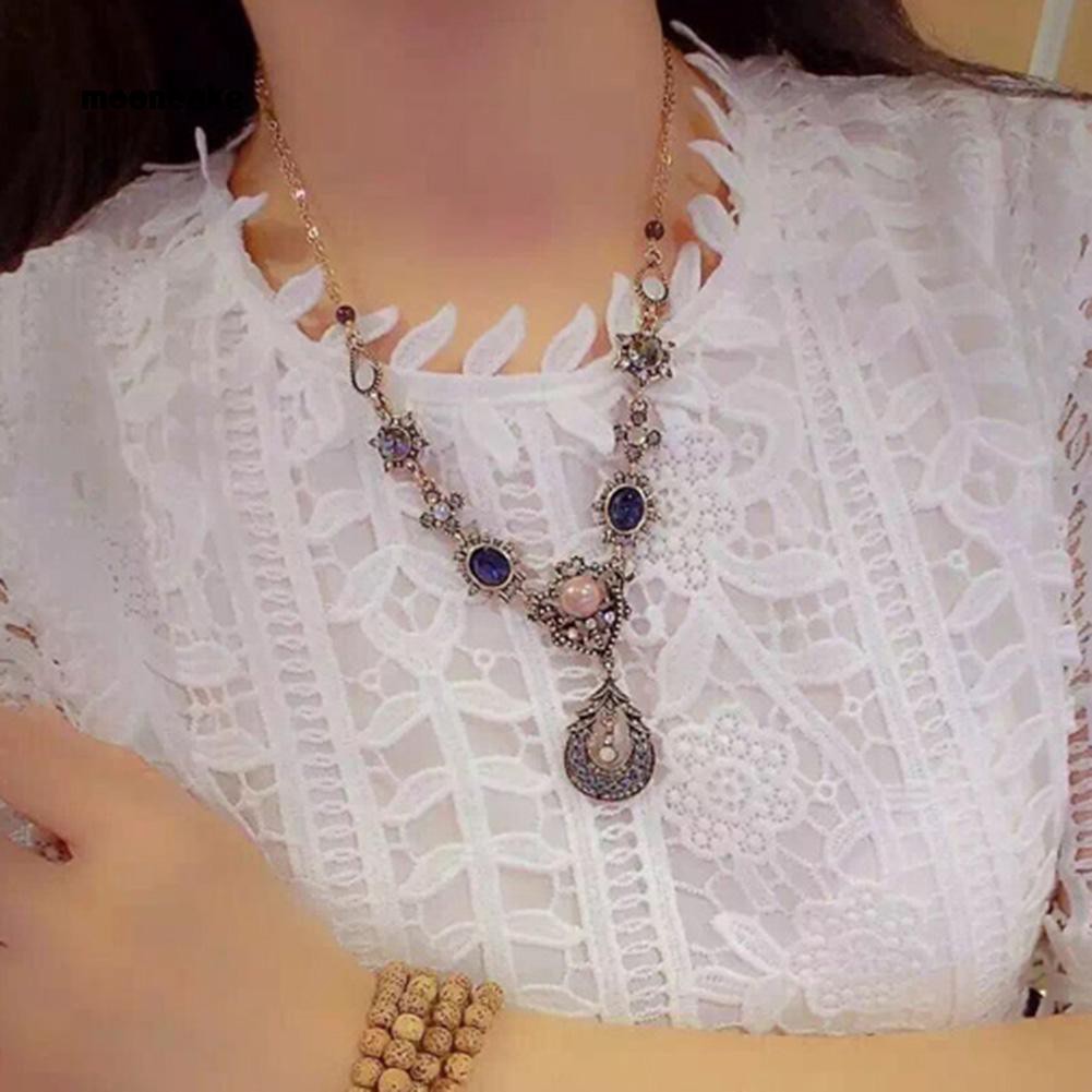 Dây chuyền đính đá mặt trăng / giọt nước phong cách boho thời trang