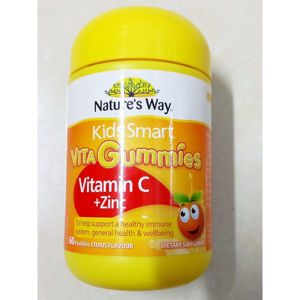 Kẹo dẻo Nature's Way Kids Smart VITA Gummies Vitamin C + Zinc 60 viên (Úc)- Bổ Sung Vitamin C Và Kẽm Cho Bé