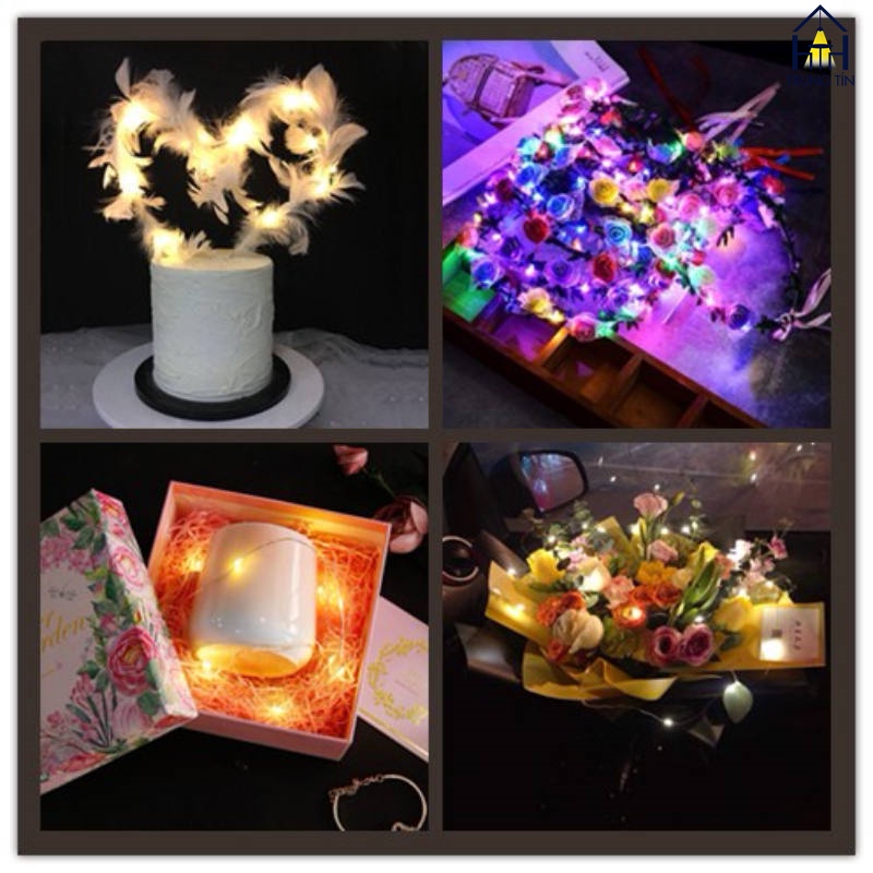 Đèn led 1M đom đóm dùng trang trí DECOR hộp quà, Hoa , bánh kem , thiệp , phòng ngủ Trung Tín.