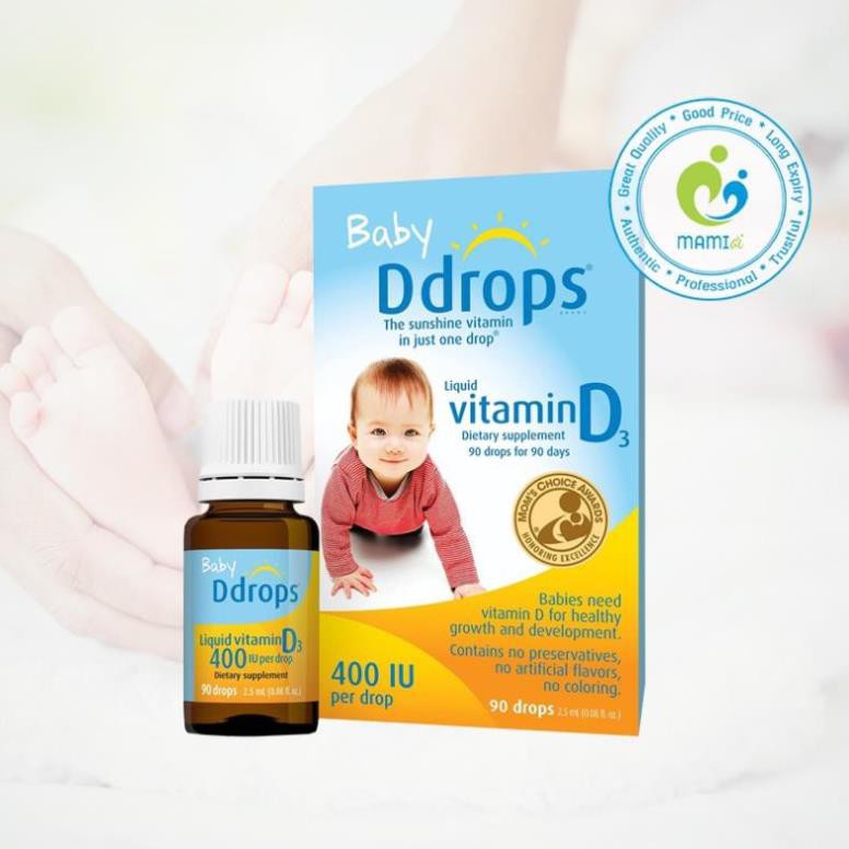 Vitamin D (90 giọt) phát triển xương răng, tăng miễn dịch cho bé dưới 1 tuổi Vitamin D3 Drops 400 IU, Mỹ/Canada