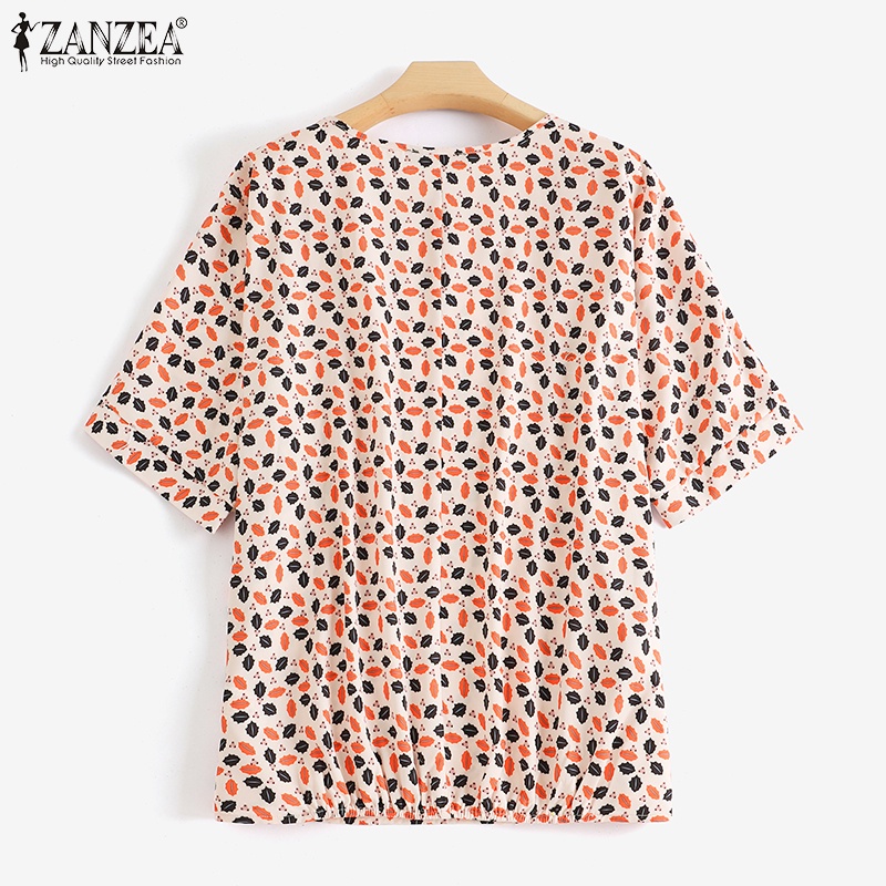 ZANZEA Áo Thun Nữ Tay Ngắn Cổ Tròn Phong Cách Hàn Quốc Thời Trang