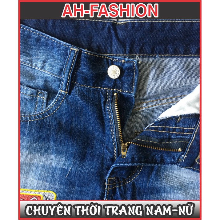 FREESHIP_Quần short jean!Quần jean ngố nam rách 2 màu ĐEN,XANH thêu chữ cao cấp | BigBuy360 - bigbuy360.vn