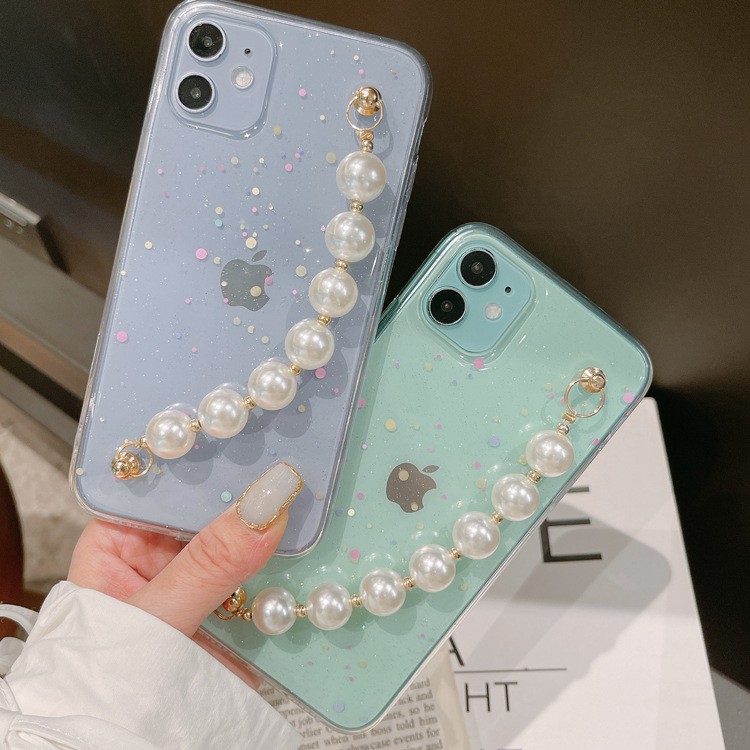 Huawei Y6P Y9S Y9 Prime Y7 Y6 Pro Y9 Y5 2019 Nova 5T 7i 3i 4e Y6S P30 Pro Lite Y7A Case Soft Bling Bling with Pearls Bracelet