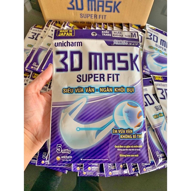 Khẩu trang Unicharm 3D Mask super fit - Gói 5 cái