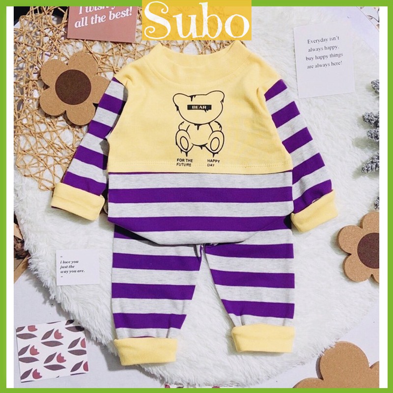 Bộ quần áo bé trai bé gái chất nỉ mỏng nhẹ thoáng mát cho bé in họa tiết thú sọc _ Bộ đồ cho bé từ 7- 17 kg