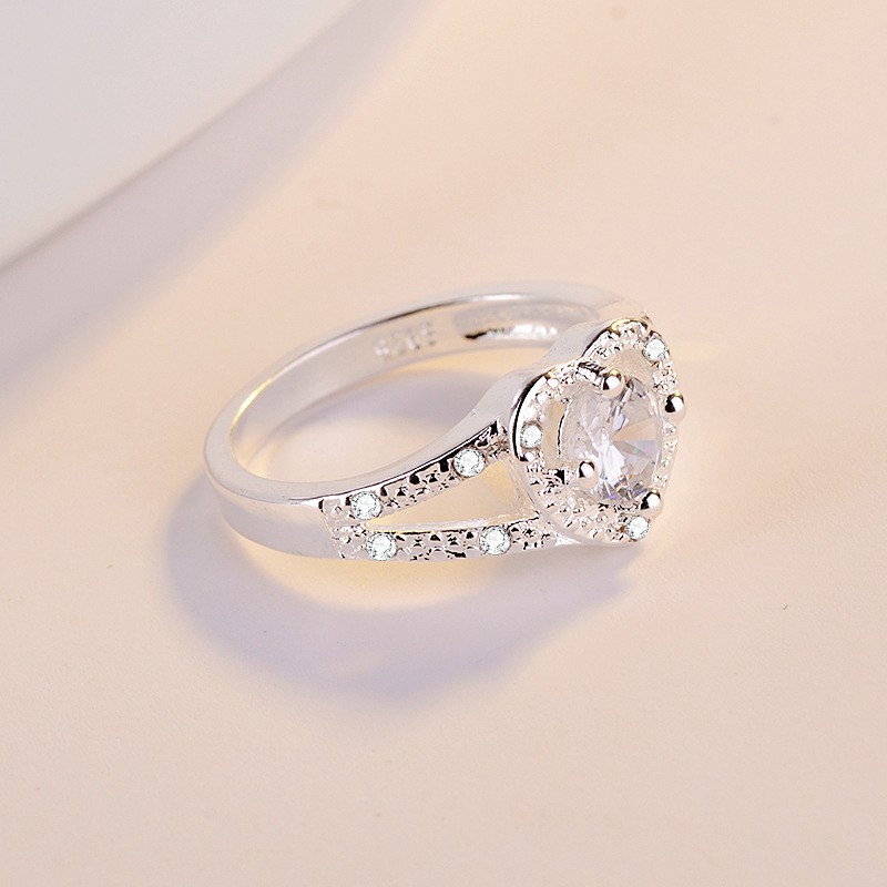 Nhẫn Bạc S925 Mặt Trái Tim Đính Đá Thời Trang Dành Cho Nữ