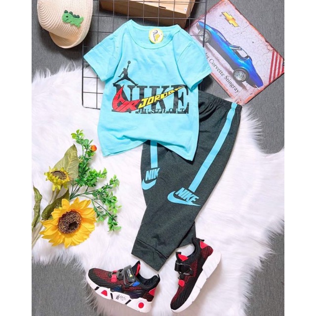 Bộ thể thao tay ngắn quần dài bé trai thun cotton 4 chiều