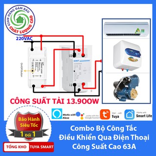 Bộ công tắc điều khiểu từ xa wifi công suất lớn 63A (13.900W) 1 công tắc smart life và 1 khởi động từ CHINT 63A