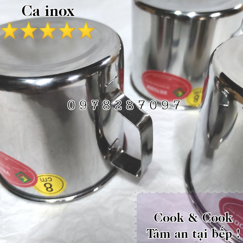 Ca inox Vietcook cao cấp 6 cm, 7 cm, 8 cm Ca inox học sinh, trường học tin dùng nhiều năm, Cốc inox 6, 7, 8